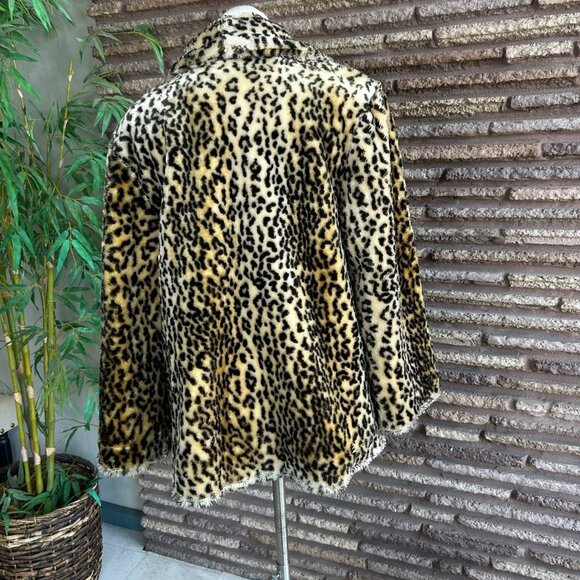 Pacific Rose Leopard Print Faux Fur Jacket Size Large - Picture 10 of 10
